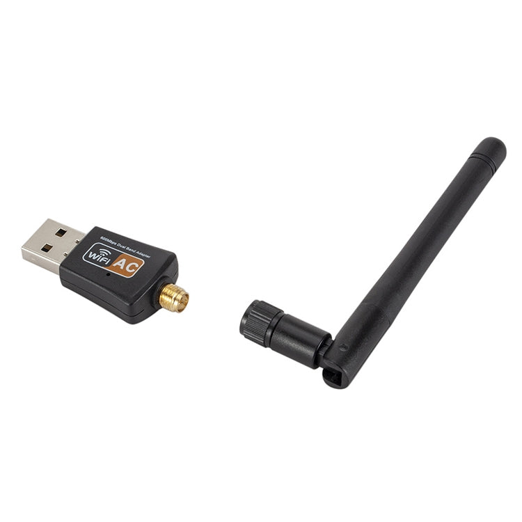 Adaptador USB WIFI de banda dual de CA de 600 Mbps, 2,4 GHz + 5 Hz con antena