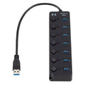 Expansión de concentrador múltiple de alta velocidad USB 3.0 de 7 puertos con interruptor para PC y computadora portátil, Hub Expansion