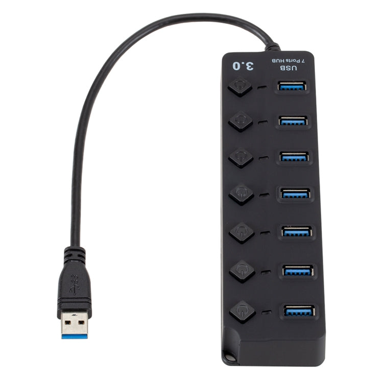 Expansión de concentrador múltiple de alta velocidad USB 3.0 de 7 puertos con interruptor para PC y computadora portátil, Hub Expansion