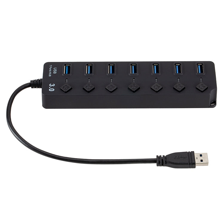 Expansión de concentrador múltiple de alta velocidad USB 3.0 de 7 puertos con interruptor para PC y computadora portátil, Hub Expansion