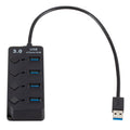 Expansión de concentrador múltiple de alta velocidad USB 3.0 de 4 puertos con interruptor para PC y computadora portátil