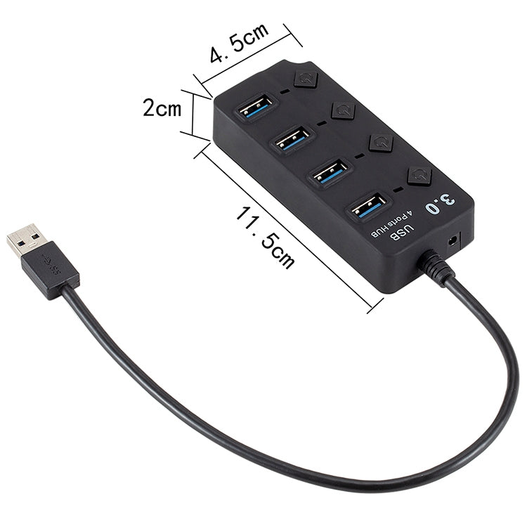 Expansión de concentrador múltiple de alta velocidad USB 3.0 de 4 puertos con interruptor para PC y computadora portátil