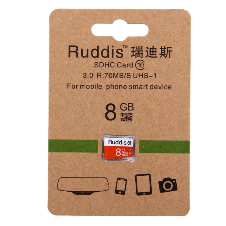 Tarjeta de memoria Ruddis de 8 GB de alta velocidad Clase 10 TF/Micro SDXC UHS-1 (U1), 8GB