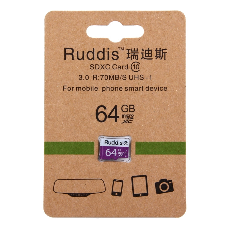 Tarjeta de memoria Ruddis de 64 GB de alta velocidad Clase 10 TF/Micro SDXC UHS-1(U1), 64GB