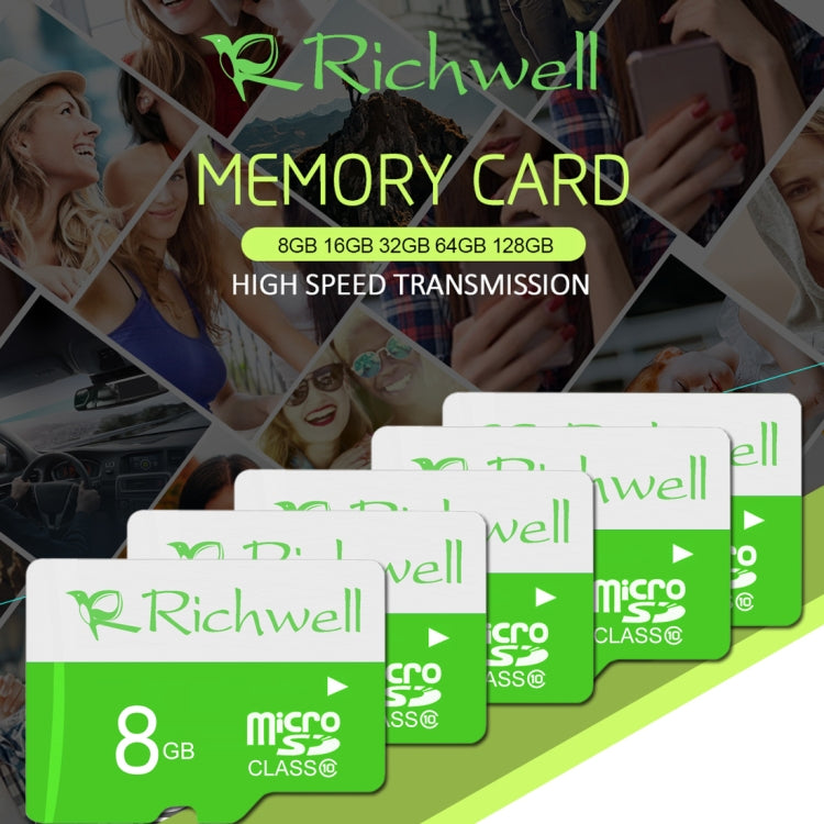 Tarjeta de memoria Richwell Micro SD (TF) de alta velocidad de 8 GB Clase 10, 8GB