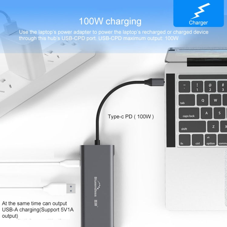 Base de expansión HUB multifunción tipo C / USB-C Blueendless 9 en 1, 9 In 1