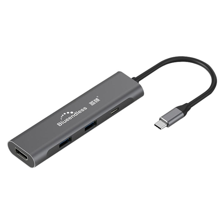 Blueendless 4 en 1 multifunción tipo C / USB-C a HDMI + PD + base de expansión HUB USB 3.0 dual, 4 In 1 HDMI + PD + Dual USB 3.0