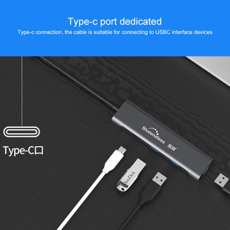 Blueendless 4 en 1 multifunción tipo C / USB-C a HDMI + PD + base de expansión HUB USB 3.0 dual, 4 In 1 HDMI + PD + Dual USB 3.0