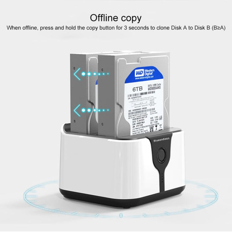 Base para disco duro Blueendless de 2,5/3,5 pulgadas SATA USB 3.0 de 2 bahías