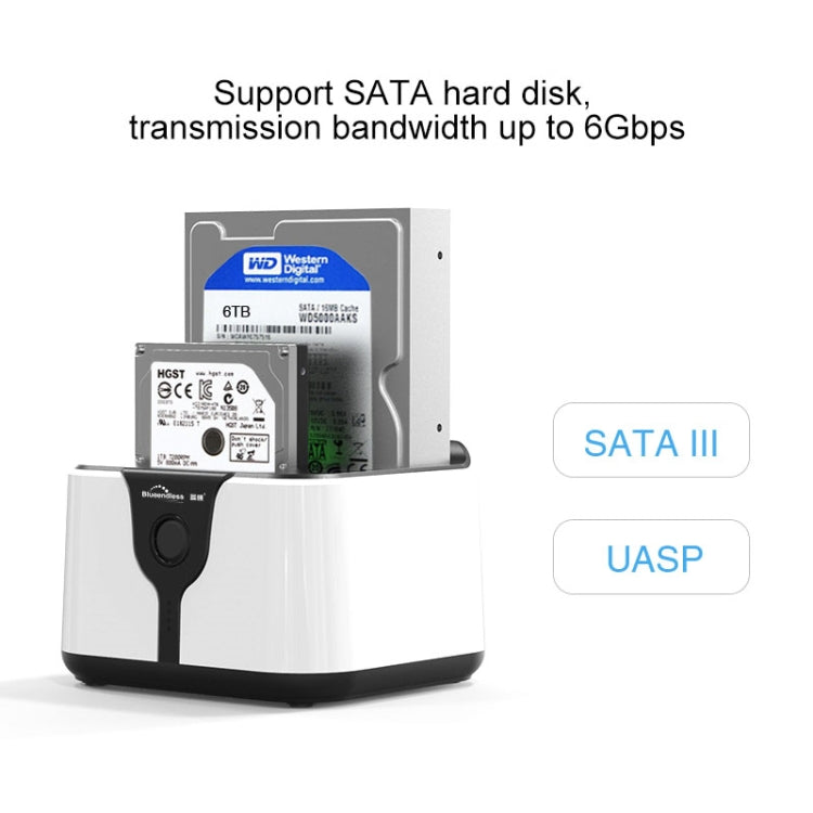 Base para disco duro Blueendless de 2,5/3,5 pulgadas SATA USB 3.0 de 2 bahías