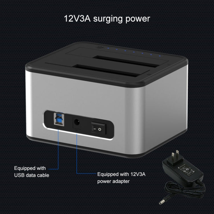 Base de disco duro para copia sin conexión Blueendless de 2,5/3,5 pulgadas SATA USB 3.0 de 2 bahías