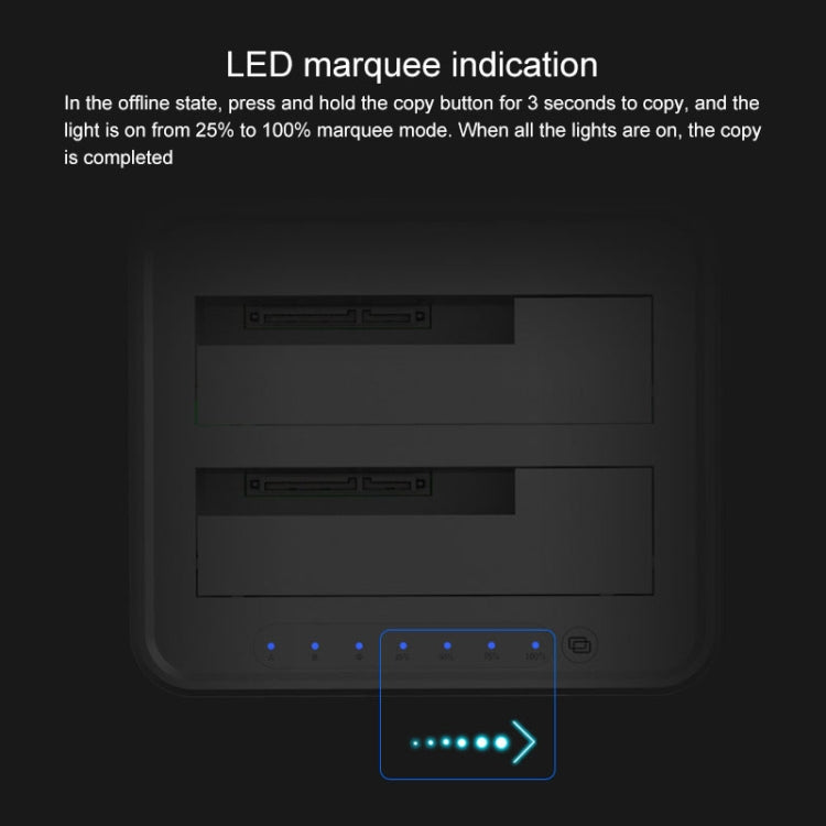 Base de disco duro para copia sin conexión Blueendless de 2,5/3,5 pulgadas SATA USB 3.0 de 2 bahías