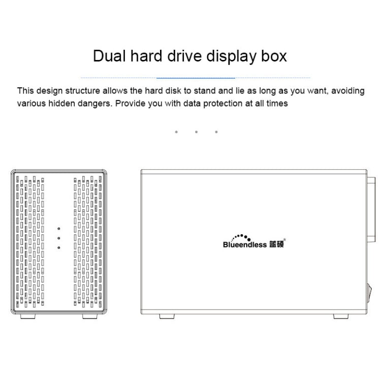 Interfaz Blueendless USB-B Caja externa HDD con matriz combinada RAID de 2 bahías de 3,5 pulgadas, USB-B