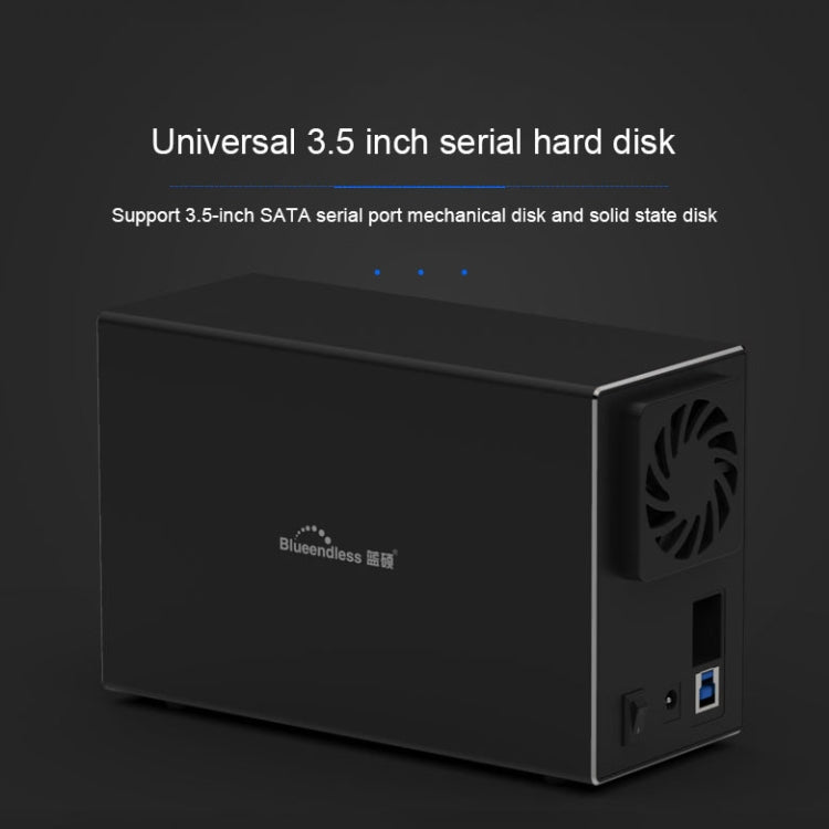 Interfaz Blueendless USB-B Caja externa HDD con matriz combinada RAID de 2 bahías de 3,5 pulgadas, USB-B