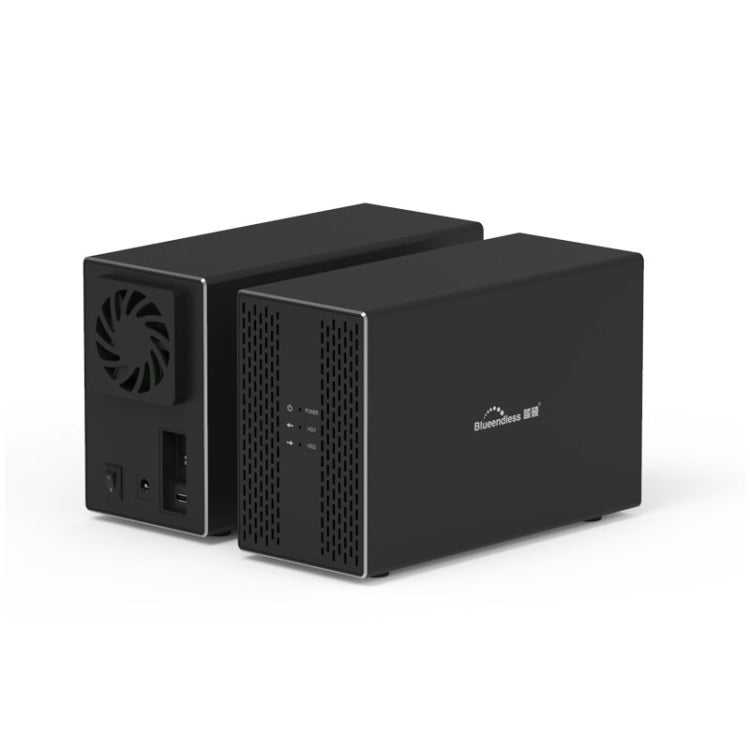 Interfaz Blueendless Type-C / USB-C Caja externa HDD con matriz combinada RAID de 2 bahías de 3,5 pulgadas, Type-C