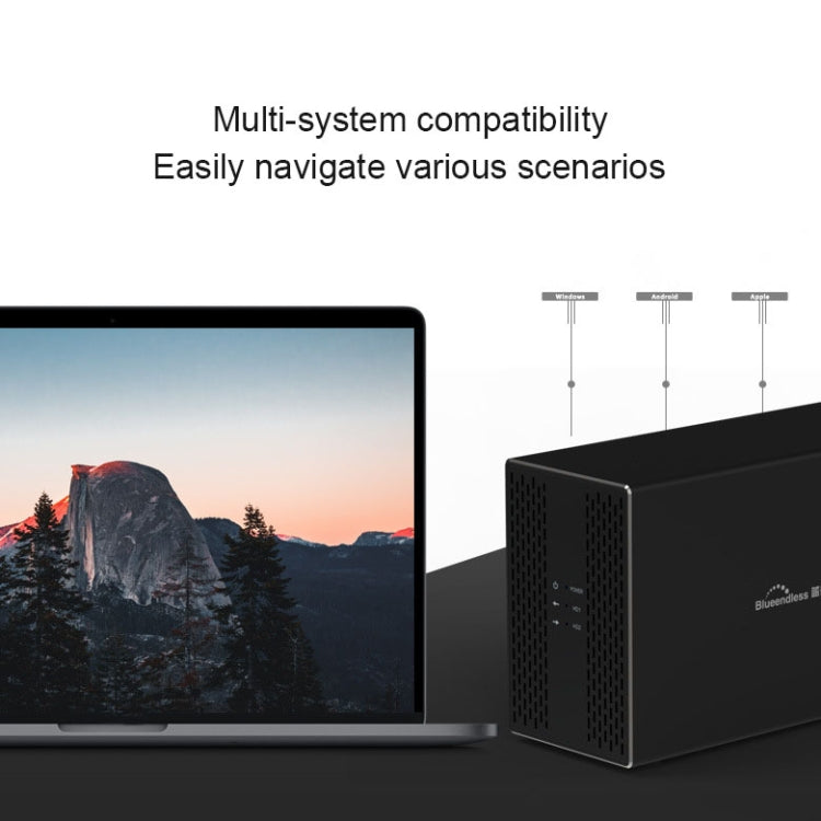 Interfaz Blueendless Type-C / USB-C Caja externa HDD con matriz combinada RAID de 2 bahías de 3,5 pulgadas, Type-C