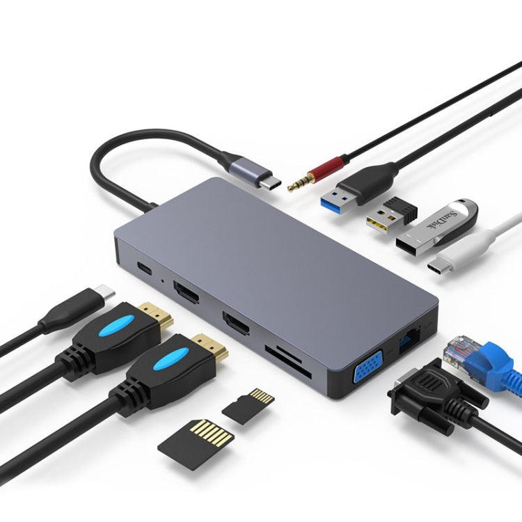 Base de expansión HUB multifunción tipo C / USB-C Blueendless 12 en 1, 12 In 1