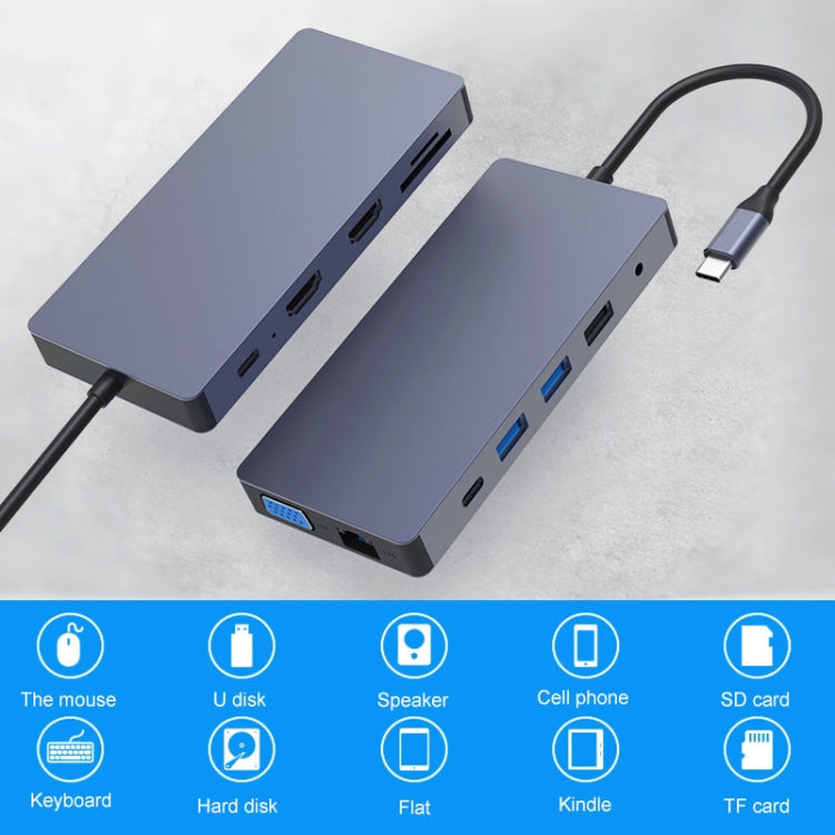 Base de expansión HUB multifunción tipo C / USB-C Blueendless 12 en 1, 12 In 1