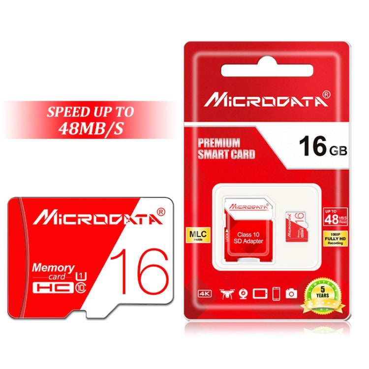 Tarjeta de memoria MICRODATA 16GB de alta velocidad U1 roja y blanca TF (Micro SD), 16GB