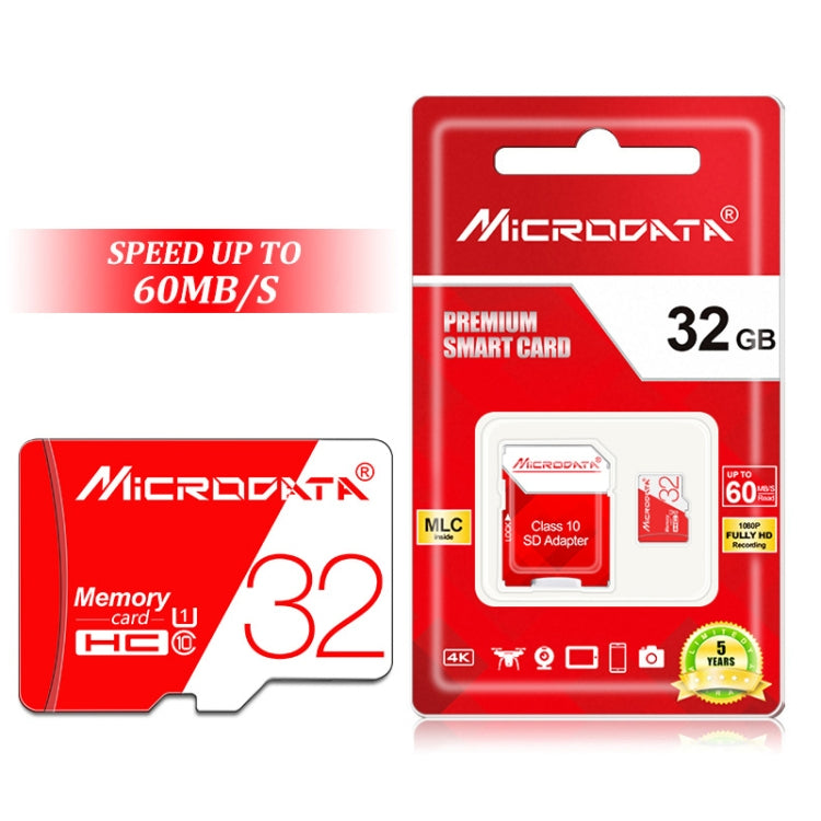Tarjeta de memoria MICRODATA 32GB U1 de alta velocidad roja y blanca TF (Micro SD), 32GB