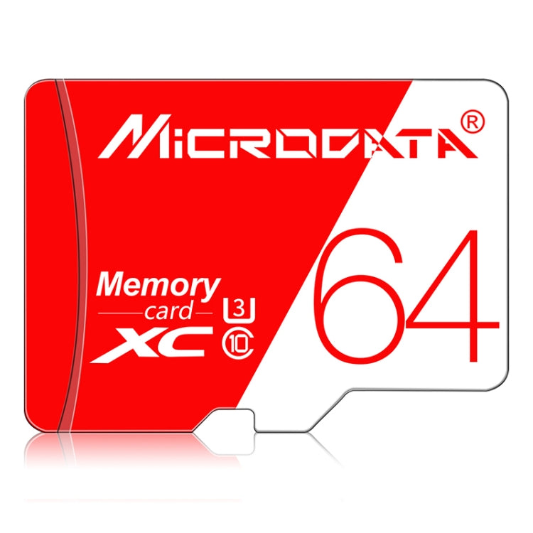 Tarjeta de memoria MICRODATA 64GB U3 de alta velocidad roja y blanca TF (Micro SD), 64GB