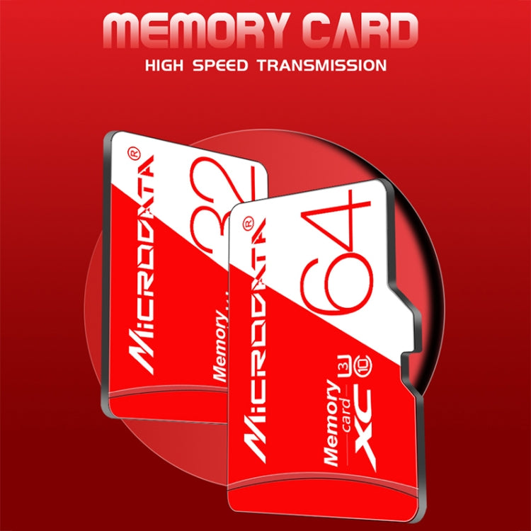 Tarjeta de memoria MICRODATA 64GB U3 de alta velocidad roja y blanca TF (Micro SD), 64GB