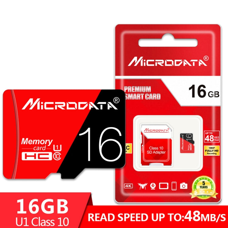 Tarjeta de memoria MICRODATA 16GB de alta velocidad U1 roja y negra TF (Micro SD), 16GB