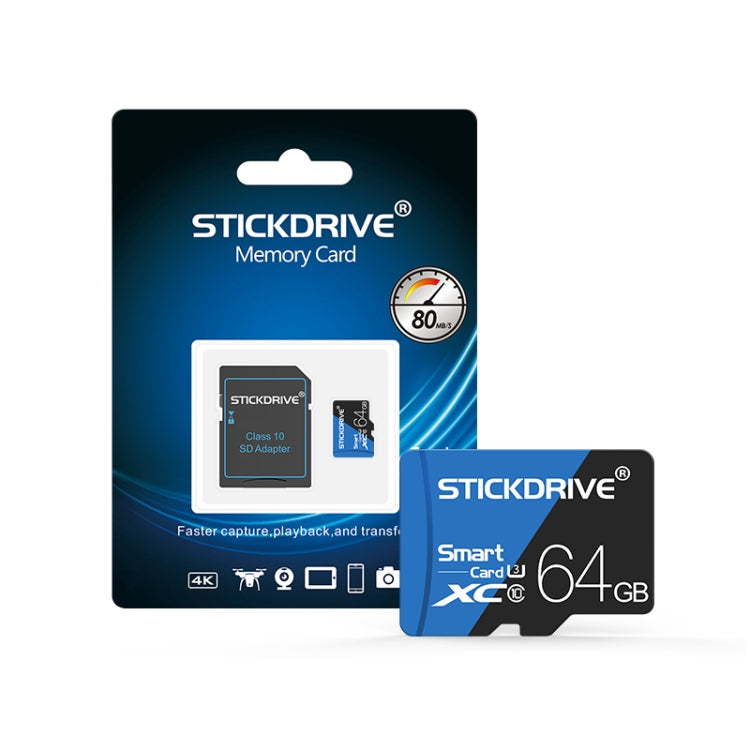 Tarjeta de memoria STICKDRIVE 64GB U3 de alta velocidad azul y negra TF (Micro SD), 64GB