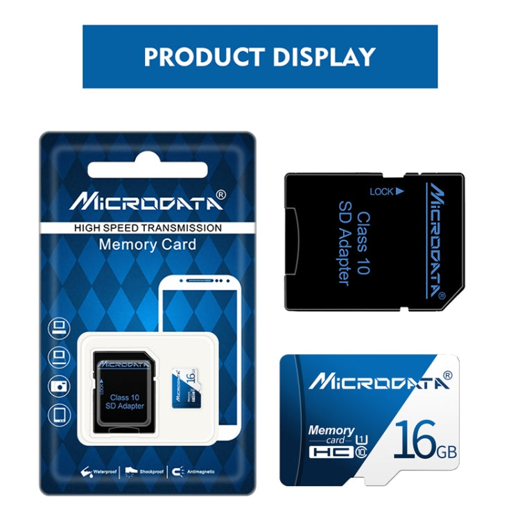 Tarjeta de Memoria MICRODATA 16GB U1 Azul y Blanca TF(Micro SD), 16GB