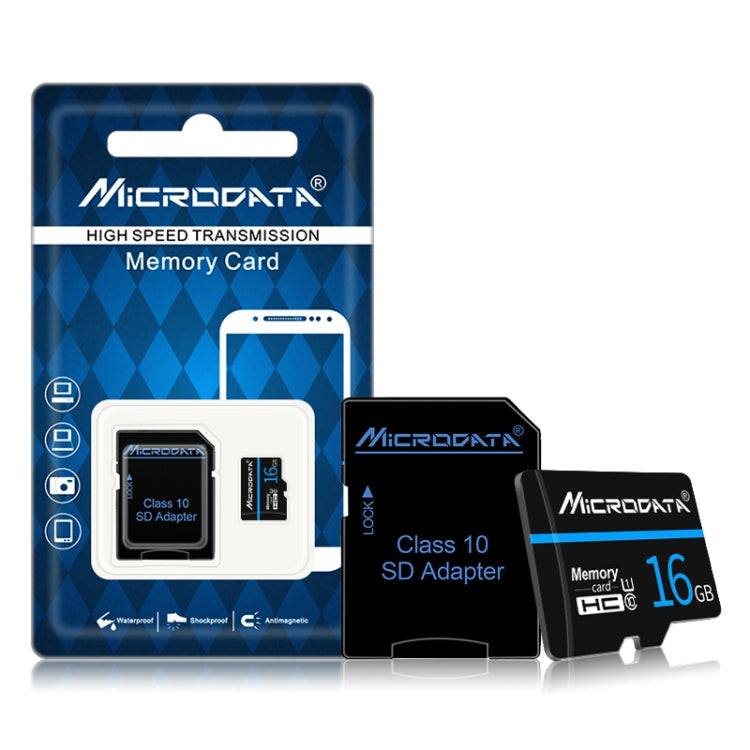 Tarjeta de Memoria MICRODATA 16GB U1 Línea Azul y Negra TF(Micro SD), 16GB