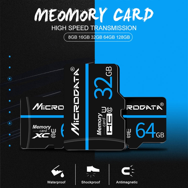 Tarjeta de Memoria MICRODATA 64GB U3 Línea Azul y Negra TF(Micro SD), 64GB