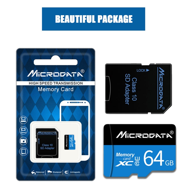 Tarjeta de Memoria MICRODATA 64GB U3 Azul y Negra TF(Micro SD), 64GB