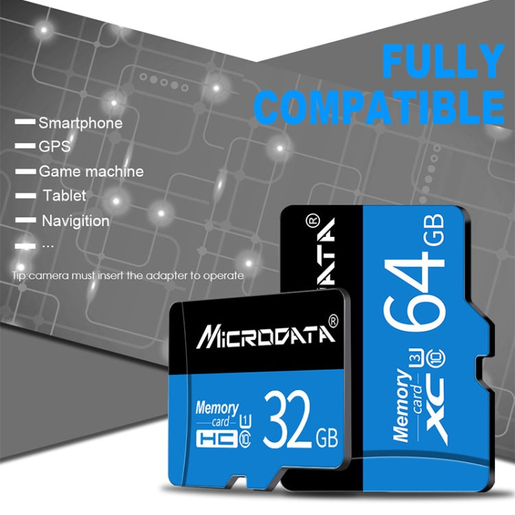 Tarjeta de Memoria MICRODATA 64GB U3 Azul y Negra TF(Micro SD), 64GB