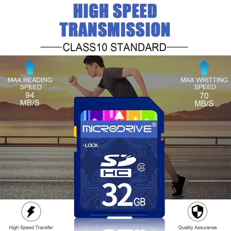 Tarjeta de memoria SD Microdrive de 32 GB de alta velocidad Clase 10 para todos los dispositivos digitales con ranura para tarjeta SD, 32GB