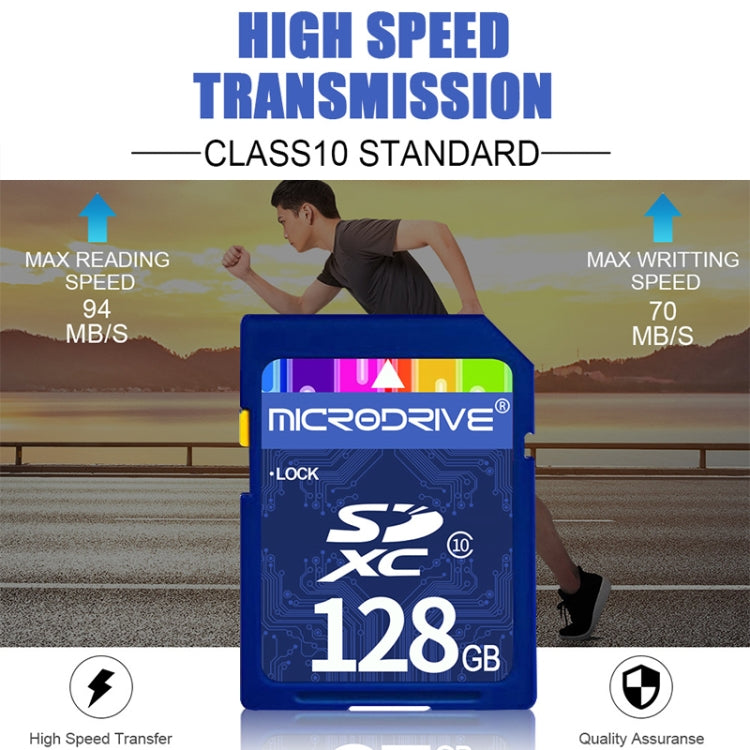 Tarjeta de memoria SD Microdrive de 128 GB de alta velocidad Clase 10 para todos los dispositivos digitales con ranura para tarjeta SD, 128GB