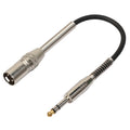 Cable de audio para micrófono estéreo XLR de 30 cm macho de 3 pines a conector hembra de 1/4 pulgada (6,35 mm), BK2077KM