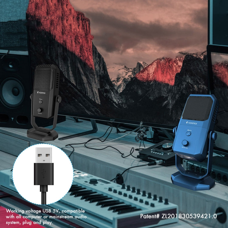 Yanmai SF-900 Micrófono condensador de grabación de estudio multifunción de cuatro directividad con soporte de escritorio
