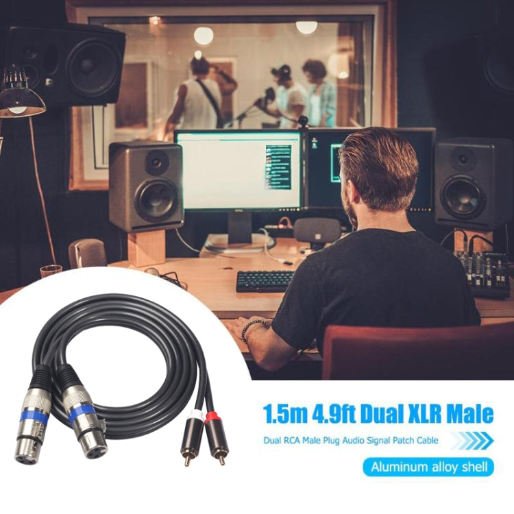 366156-15 Cable de audio de 2 RCA macho a 2 XLR hembra de 3 pines, longitud: 1,5 m, 366156-15 2 RCA Male to 2 XLR 3 Pin Female