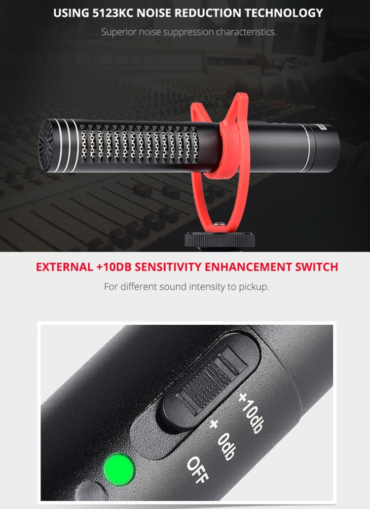 YELANGU YLG9930B MIC05 Micrófono de condensador de vídeo para entrevista profesional con cable de audio de 3,5 mm para videocámara DSLR y DV