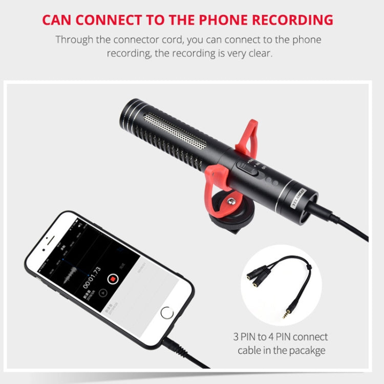 YELANGU YLG9930B MIC05 Micrófono de condensador de vídeo para entrevista profesional con cable de audio de 3,5 mm para videocámara DSLR y DV
