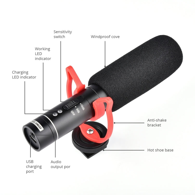 YELANGU YLG9930B MIC05 Micrófono de condensador de vídeo para entrevista profesional con cable de audio de 3,5 mm para videocámara DSLR y DV