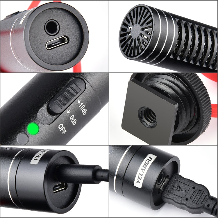 YELANGU YLG9930B MIC05 Micrófono de condensador de vídeo para entrevista profesional con cable de audio de 3,5 mm para videocámara DSLR y DV