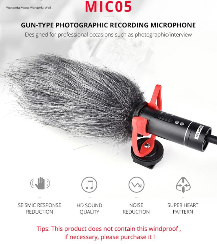 YELANGU YLG9930B MIC05 Micrófono de condensador de vídeo para entrevista profesional con cable de audio de 3,5 mm para videocámara DSLR y DV