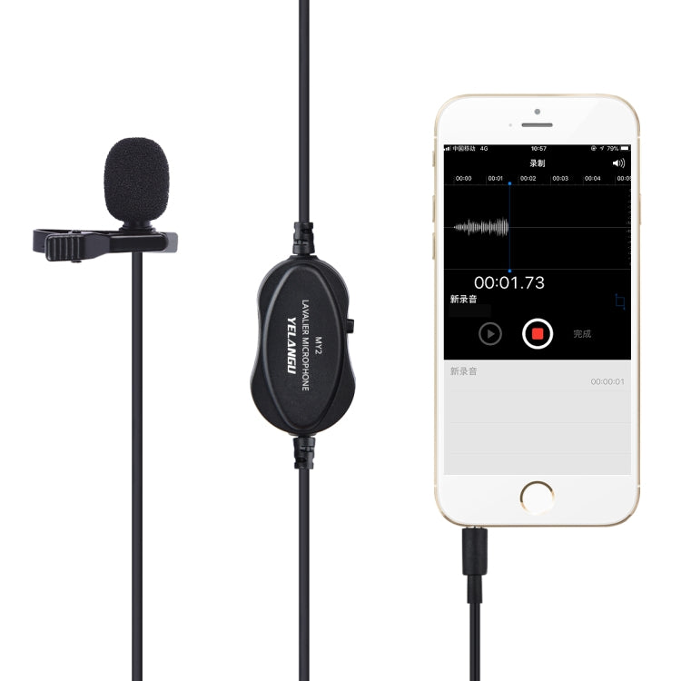 YELANGU YLG9926B MY2 Mini micrófono Lavalier para teléfonos móviles/tabletas/cámaras digitales