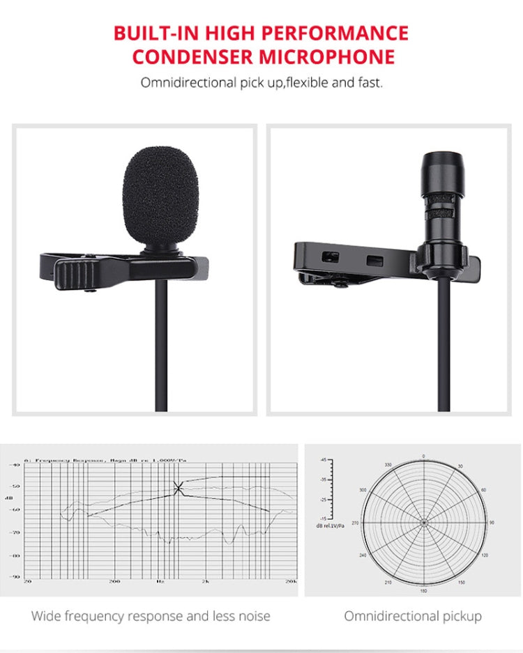 YELANGU YLG9926B MY2 Mini micrófono Lavalier para teléfonos móviles/tabletas/cámaras digitales