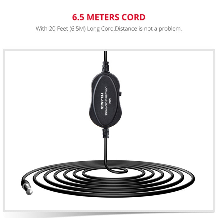 YELANGU YLG9926B MY2 Mini micrófono Lavalier para teléfonos móviles/tabletas/cámaras digitales