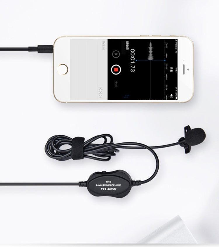 YELANGU YLG9926B MY2 Mini micrófono Lavalier para teléfonos móviles/tabletas/cámaras digitales