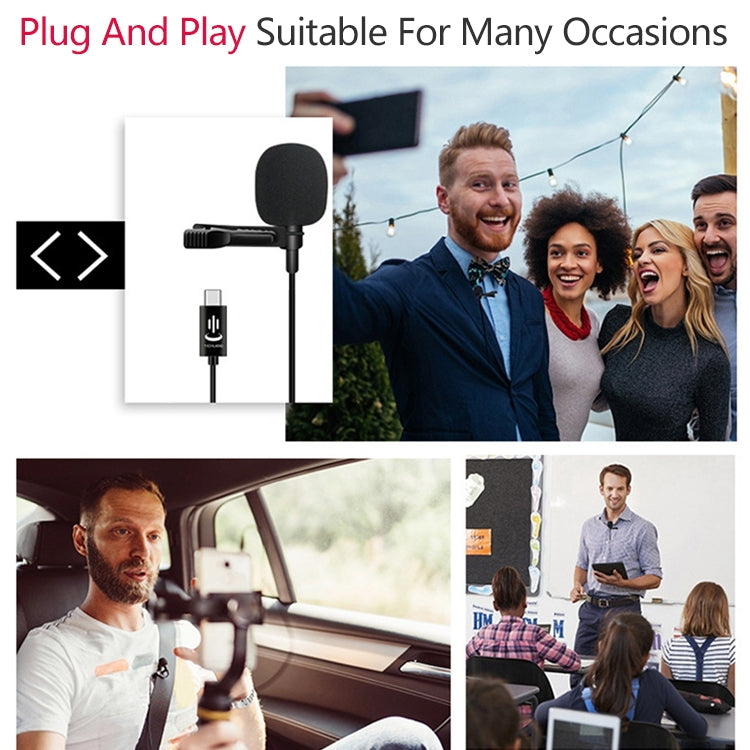 YICHUANG YC-LM10 Micrófono Lavalier de condensador con reducción de ruido inteligente USB-C / Type-C, longitud del cable: 1,5 m, YC-LM10