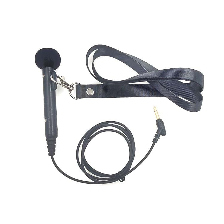 MK-7 Altavoz de mano con cabezal acodado de 3,5 mm, micrófono montado en el cuello con cordón, longitud: 1 m