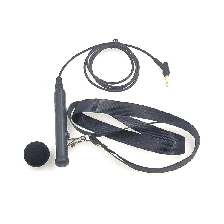 MK-7 Altavoz de mano con cabezal acodado de 3,5 mm, micrófono montado en el cuello con cordón, longitud: 1 m